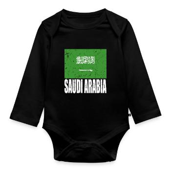 Drapeau de l’Arabie saoudite - Body Bébé bio manches longues - noir - Devant