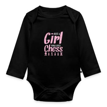 Juste une fille qui aime Chess Chess Casse-tête - Body Bébé bio manches longues - noir - Devant