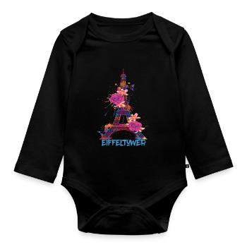 Paris-Souvenir-France-Français-L’amour de l’œuf - Body Bébé bio manches longues - noir - Devant