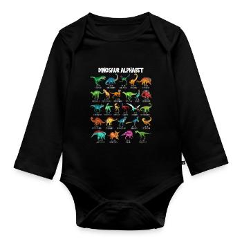 My Dinosaur Alphabet Kids Species Dino A-Z - Organic Longsleeve Baby Bodysuit - black - Front