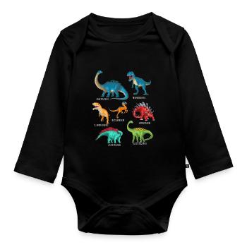 My Dinosaur Alphabet Kids Species Dino A-Z - Organic Longsleeve Baby Bodysuit - black - Front