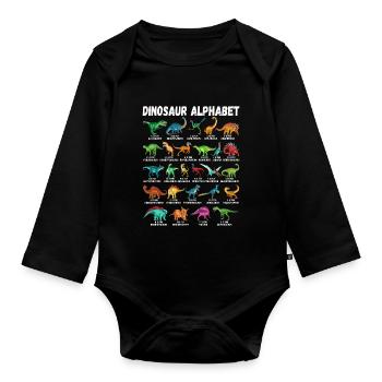 My Dinosaur Alphabet Kids Species Dino A-Z - Organic Longsleeve Baby Bodysuit - black - Front