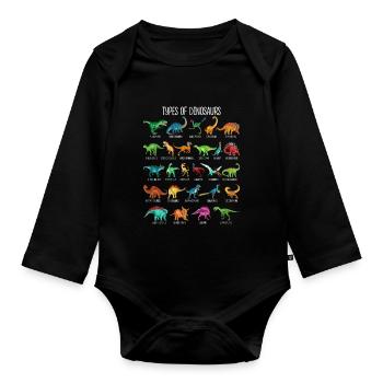 My Dinosaur Alphabet Kids Species Dino A-Z - Organic Longsleeve Baby Bodysuit - black - Front