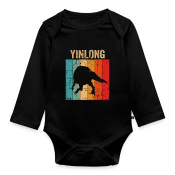 Yinlong Dinosaurier Kinder Dino Geschenk - Baby Bio-Langarm-Body - Schwarz - Vorne