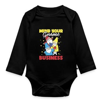 Garden Gnomes Gnome Lover Funny Gnome Gardening - Organic Longsleeve Baby Bodysuit - black - Front
