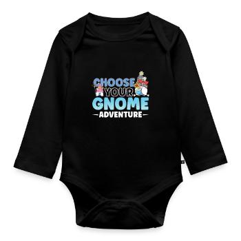 Gnomes de jardin Gnome Amant Drôle de Gnome Jardinage - Body Bébé bio manches longues - noir - Devant