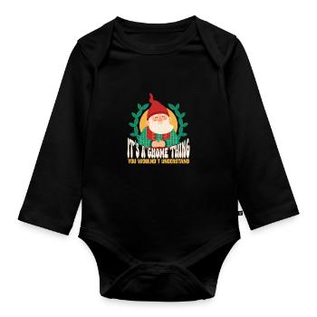 Gnomes de jardin Gnome Amant Drôle de Gnome Jardinage - Body Bébé bio manches longues - noir - Devant
