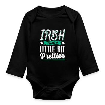 St Patricks Tag Gälisch Irland Ire Irisch - Baby Bio-Langarm-Body - Schwarz - Vorne