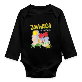 Jamaica is Calling Family Trip 2023 Caribbean - Baby Bio-Langarm-Body - Schwarz - Vorne
