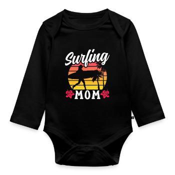 Surfing Mama Planche de surf Surfer Surfing Surf - Body Bébé bio manches longues - noir - Devant