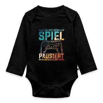 Gamer Zocker Design PC Spiel Gaming Geschenk Gamer - Baby Bio-Langarm-Body - Schwarz - Vorne
