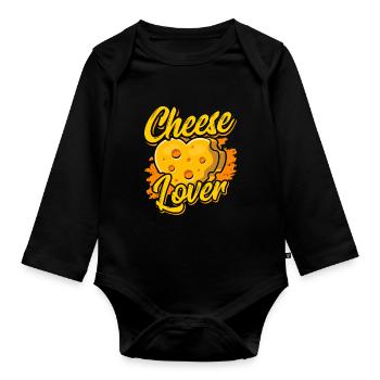 Amateurs de fromage Les amateurs de fromage adorent les dictons doux - Body Bébé bio manches longues - noir - Devant
