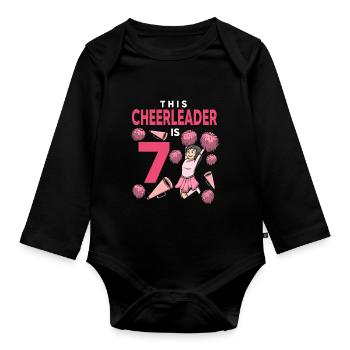 This Cheerleader Is 7 Cheerleading Birthday - Organic Longsleeve Baby Bodysuit - black - Front