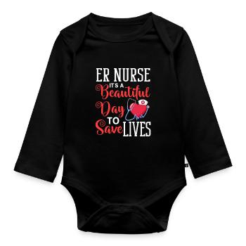 Emergency Department Emergency Nurse First Aid - Organic Longsleeve Baby Bodysuit - black - Front