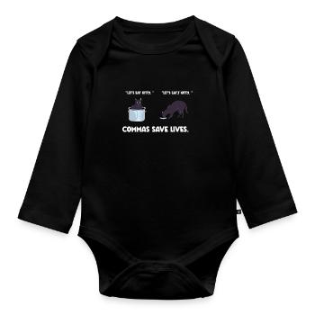 La ponctuation sauve des vies I Drôle de grammaire anglaise - Body Bébé bio manches longues - noir - Devant