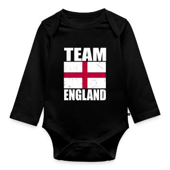 Équipe d’Angleterre de football - Body Bébé bio manches longues - noir - Devant