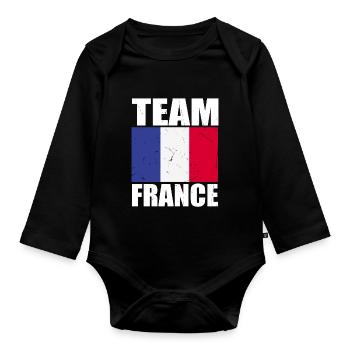 Team Frankreich Fußball - Baby Bio-Langarm-Body - Schwarz - Vorne