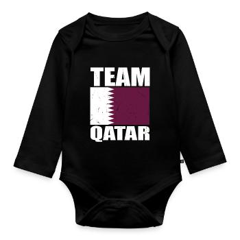 Team Qatar Football - Organic Longsleeve Baby Bodysuit - black - Front