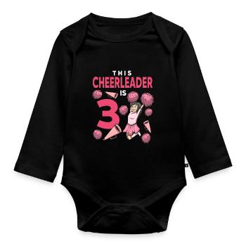 This Cheerleader Is 3 Cheerleading Birthday - Organic Longsleeve Baby Bodysuit - black - Front
