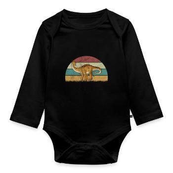 Apatosaurus Dinosaur Children Dino Gift - Organic Longsleeve Baby Bodysuit - black - Front