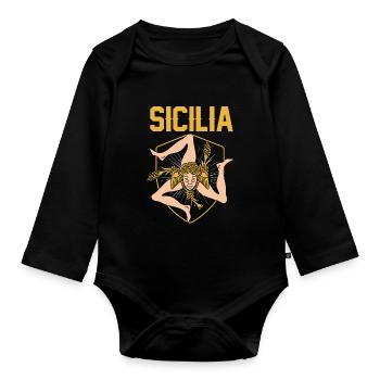 Sicile drapeau Sicile Palerme Italie - Body Bébé bio manches longues - noir - Devant