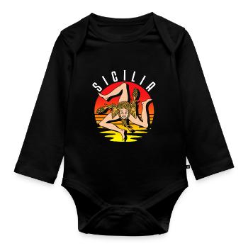 Sicile drapeau Sicile Palerme Italie - Body Bébé bio manches longues - noir - Devant