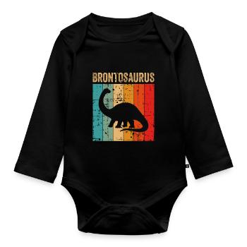 Brontosaurus Dinosaure Enfants Dino Cadeau - Body Bébé bio manches longues - noir - Devant