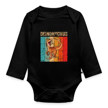 Deinonychus Dinosaurier Kinder Dino Geschenk - Baby Bio-Langarm-Body - Schwarz - Vorne