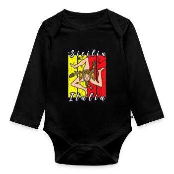 Sizilien flagge Sizilien Palermo Italien - Baby Bio-Langarm-Body - Schwarz - Vorne