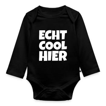Echt Cool Hier - Baby Bio-Langarm-Body - Schwarz - Vorne