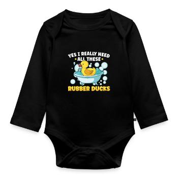 Rubber Duck Ducks Bird Hunt Duck lover Gift Idea - Baby Bio-Langarm-Body - Schwarz - Vorne