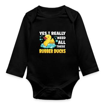 Rubber Duck Ducks Bird Hunt Duck lover Gift Idea - Baby Bio-Langarm-Body - Schwarz - Vorne