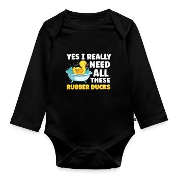 Rubber Duck Ducks Bird Hunt Duck lover Gift Idea - Baby Bio-Langarm-Body - Schwarz - Vorne