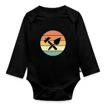 Handwerker Hammer Und Kelle - Baby Bio-Langarm-Body - Schwarz - Vorne
