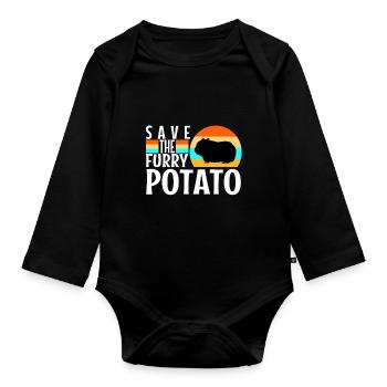 Save The Furry Potato - Baby Bio-Langarm-Body - Schwarz - Vorne