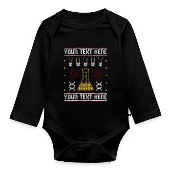 Custom Science Custom Ugly Christmas Sweater - Organic Longsleeve Baby Bodysuit - black - Front