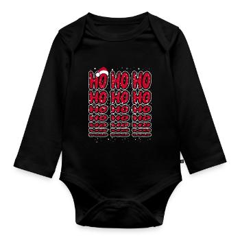 Ho Ho Ho - Christmas Weihnachten Santa Hat - Organic Longsleeve Baby Bodysuit - black - Front