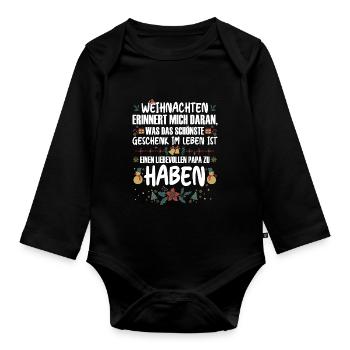 Weihnachten Bestes Geschenk Liebevoller Papa Haben - Baby Bio-Langarm-Body - Schwarz - Vorne