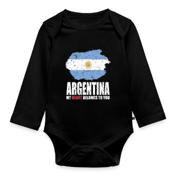 ARGENTINA flag - Organic Longsleeve Baby Bodysuit - black - Front