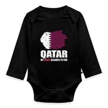 Qatar Flag - Organic Longsleeve Baby Bodysuit - black - Front