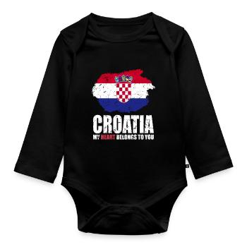 Croatia Flag - Organic Longsleeve Baby Bodysuit - black - Front