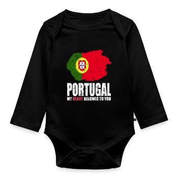 Drapeau du Portugal - Body Bébé bio manches longues - noir - Devant