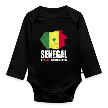 Drapeau du Sénégal - Body Bébé bio manches longues - noir - Devant