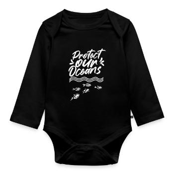 Protects our oceans Sea Ocean Protection Lake - Organic Longsleeve Baby Bodysuit - black - Front