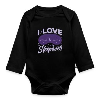 Ich Liebe Übernachtungen Übernachten Party Süß - Baby Bio-Langarm-Body - Schwarz - Vorne