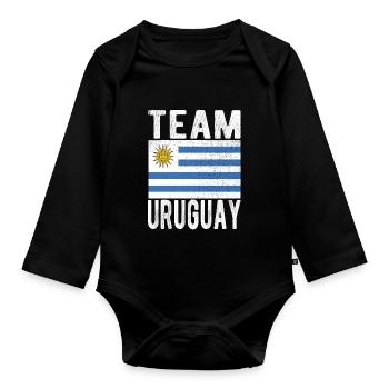 Uruguay Flag - Organic Longsleeve Baby Bodysuit - black - Front