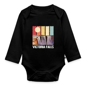 Waterfall Africa Victoria Falls Souvenir Zimbabwe - Organic Longsleeve Baby Bodysuit - black - Front