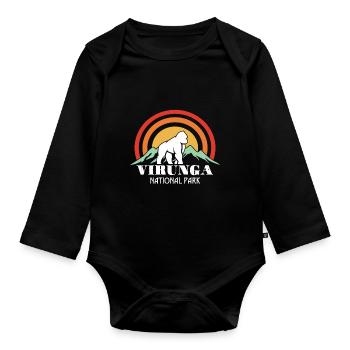 Parc National des Virunga-Souvenir-Gorille-Afrique-Congo - Body Bébé bio manches longues - noir - Devant
