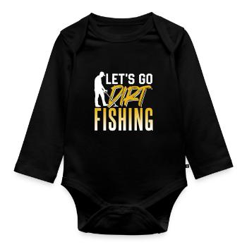 Allons à la pêche à la terre Détection de métaux - Body Bébé bio manches longues - noir - Devant