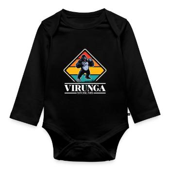 Gorille-Virunga-Parc National-Souvenir-Afrique-Congo - Body Bébé bio manches longues - noir - Devant